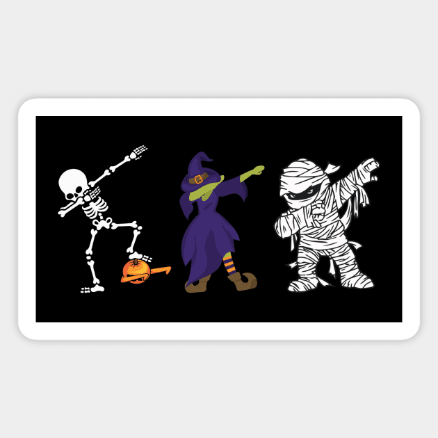 halloween dabbing team mummy witch skeleton pumpkin Magnet by Mced